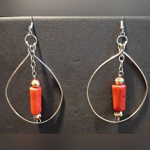 Elegant Silver and Red Earrings